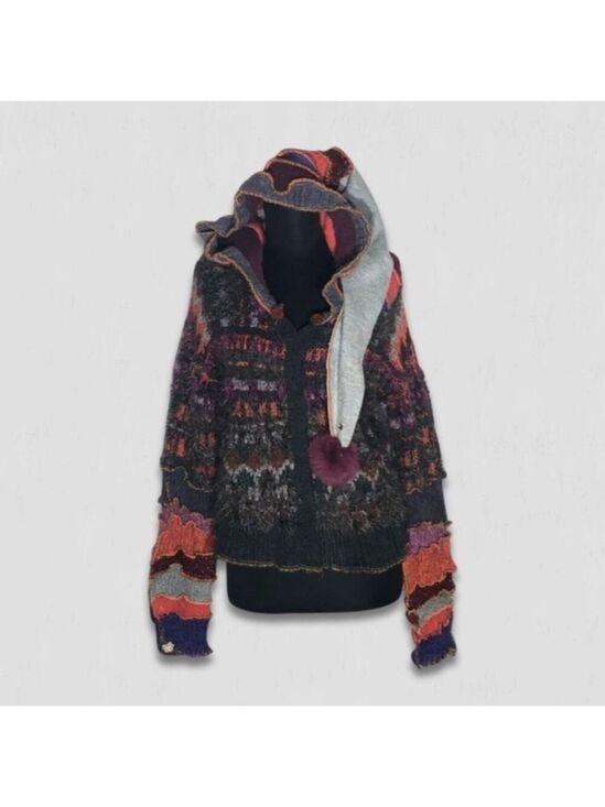 Sweaters - Handcrafted Patch Knitted Sweater Upcycled Multicolor Medium